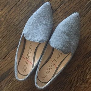 Gray sole society pointy loafer flats
